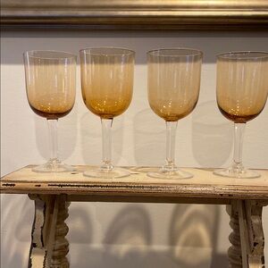 Vintage Amber Wine Glass Set